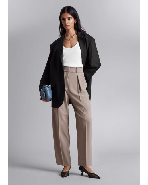 & Other Stories Gray Tailored Tapered Trousers