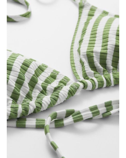 & Other Stories Green Ribbed Triangle Bikini Top