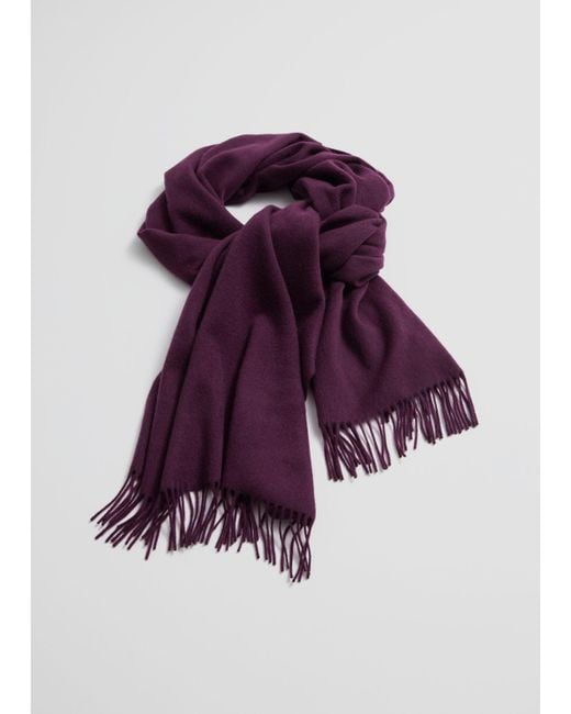 & Other Stories Fringed Wool Blanket Scarf in Purple Lyst