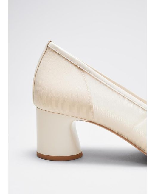 & Other Stories White Soft Block-Heel Pumps