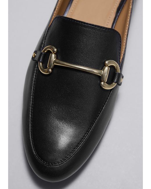 & Other Stories Gray Equestrian Buckle Loafers