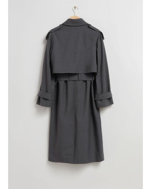 & Other Stories Gray Belted Trench Coat