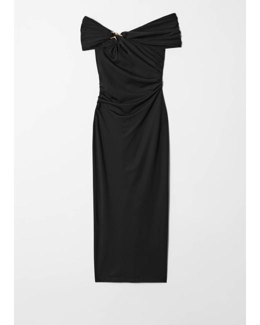 & Other Stories Black Off-Shoulder Maxi Dress