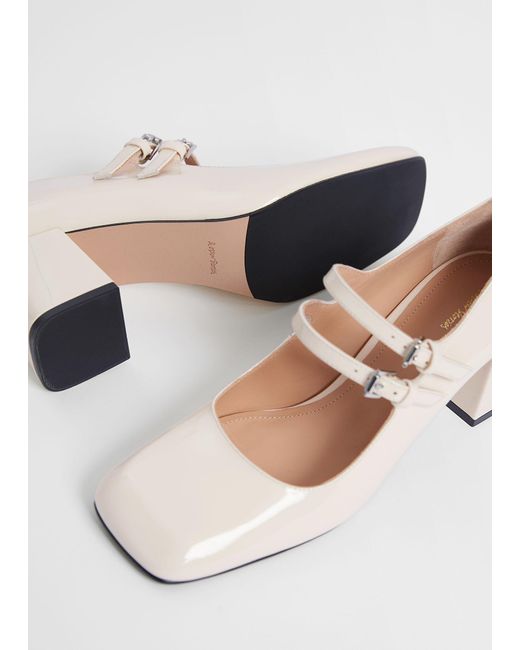 & Other Stories White Patent Leather Mary Jane Pumps