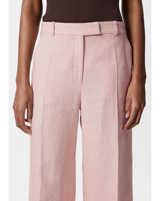& Other Stories Pink Tailored Linen Trousers