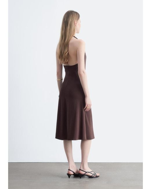 & Other Stories White Halterneck Jersey Midi Dress