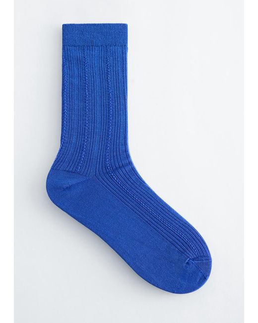 & Other Stories Blue Rib-Knit Silk-Blend Socks