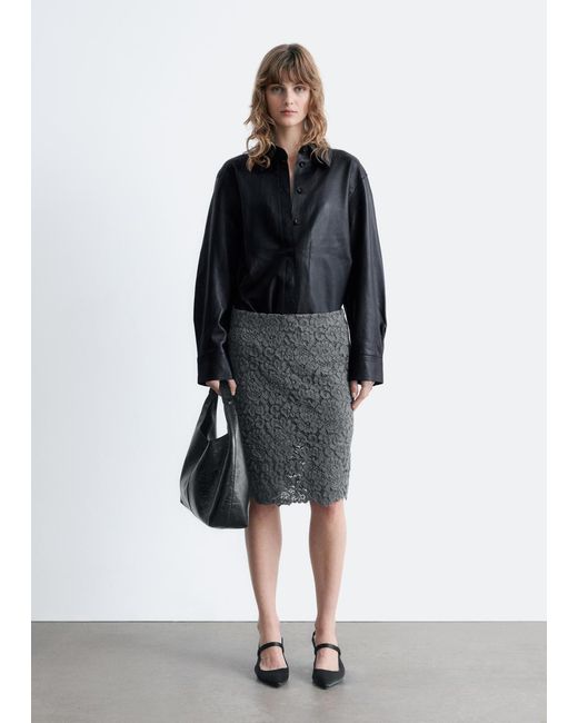 & Other Stories White Pencil Lace Midi Skirt