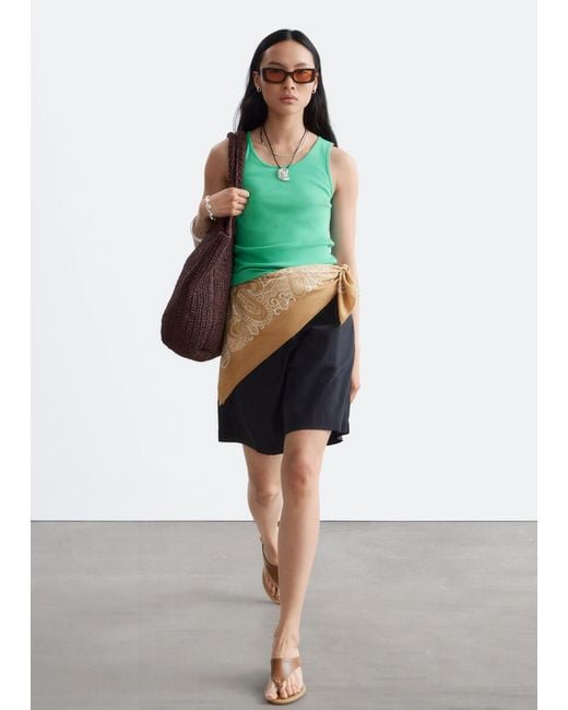 & Other Stories Green Ribbed Cotton Tank Top