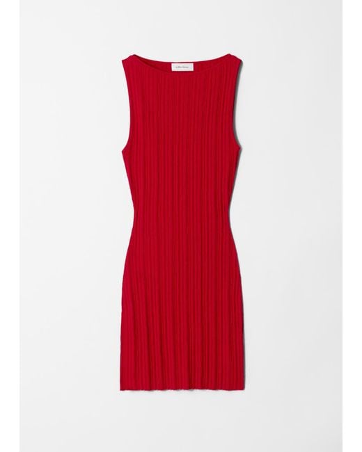 & Other Stories Red Knitted Bodycon Mini Dress