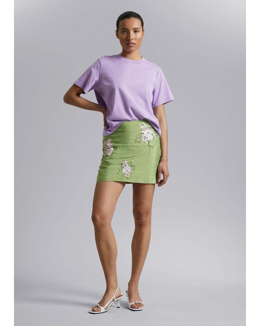 & Other Stories Textured A-line Mini Skirt in Green | Lyst UK