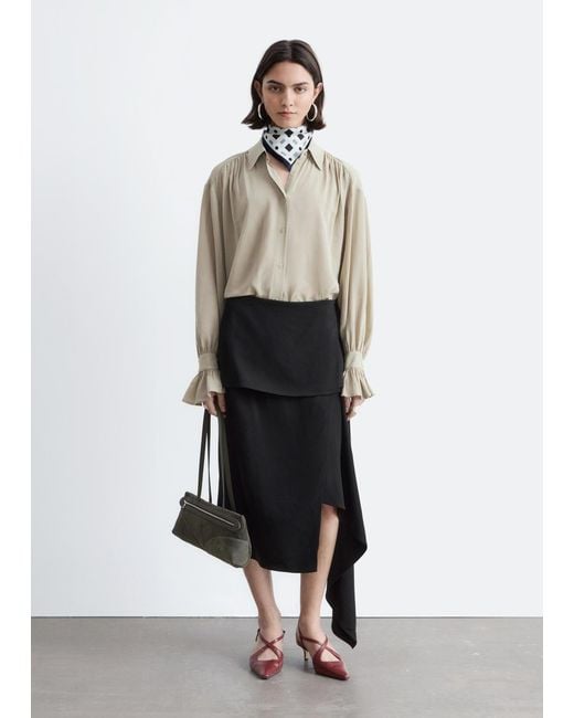 & Other Stories Natural Tie-Back Gathered Blouse
