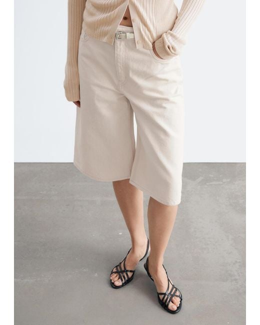 & Other Stories Natural Denim Knee-Length Shorts