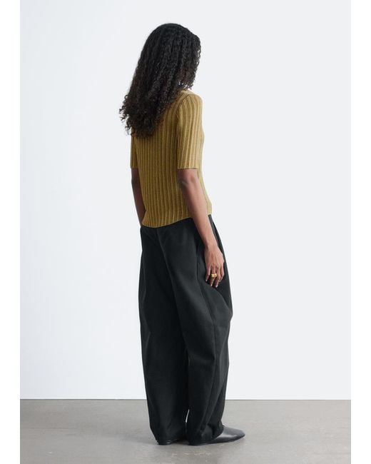 & Other Stories White Rib-Knit Lurex Top