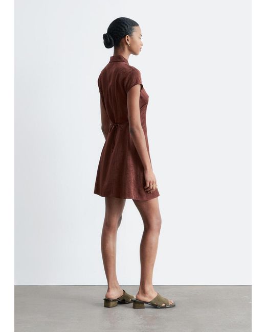 & Other Stories Brown Jacquard Mini Shirt Dress