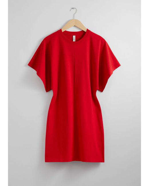 & Other Stories Red Jersey Mini Dress