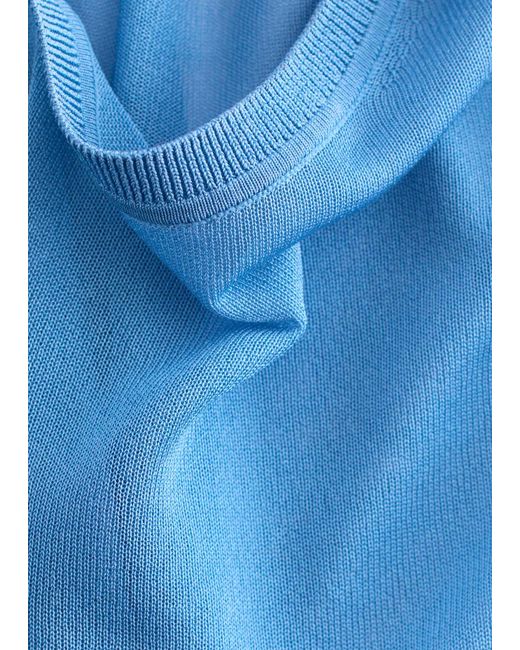 & Other Stories Blue Fine-Knit Sheer Top