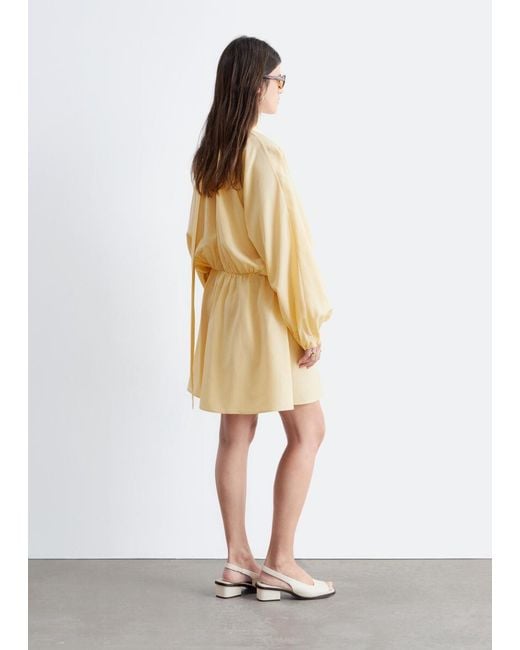 & Other Stories White Scarf-Detail Wrap Mini Dress