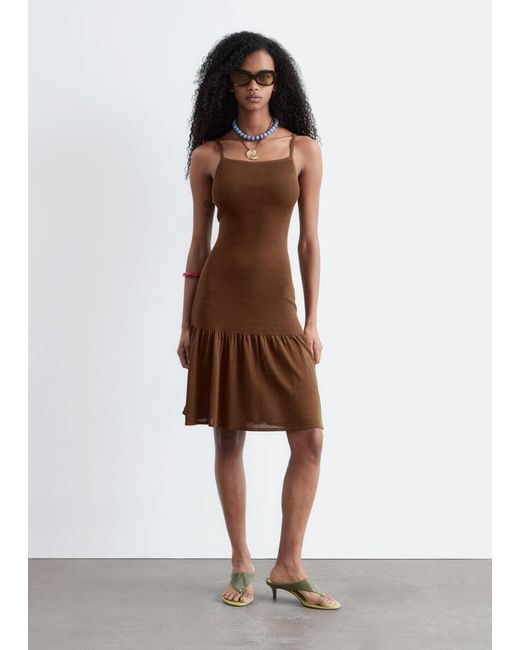 & Other Stories Brown Knitted Midi Dress