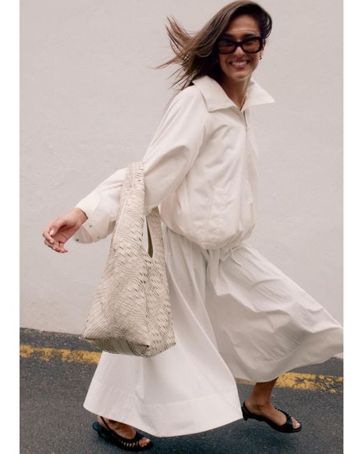 & Other Stories White Zip-Up Twill Jacket