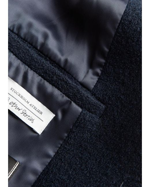 & Other Stories Blue Belted Oversized Wool Coat
