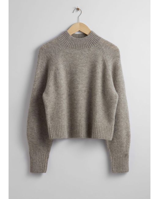 & Other Stories Gray Mock Neck Wool Sweater
