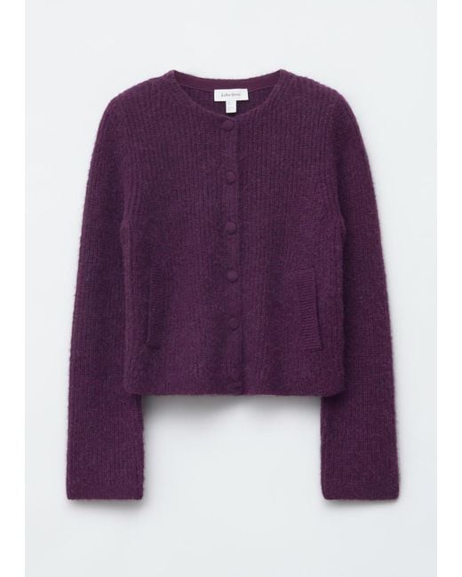 & Other Stories Purple Rib-Knit Cardigan