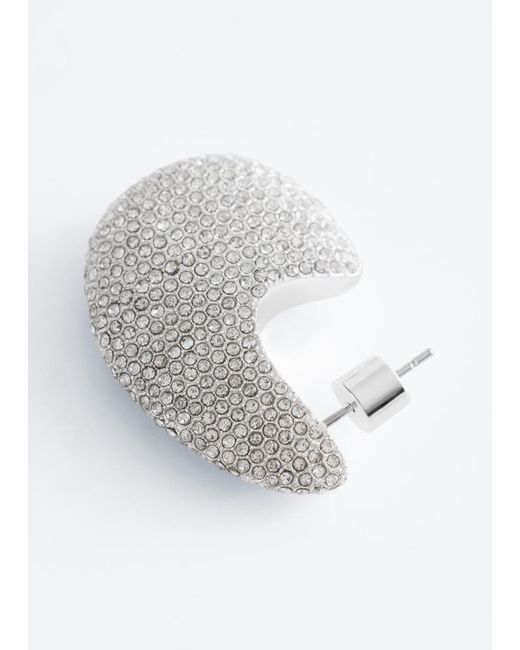 & Other Stories White Rhinstone Drop Earrings