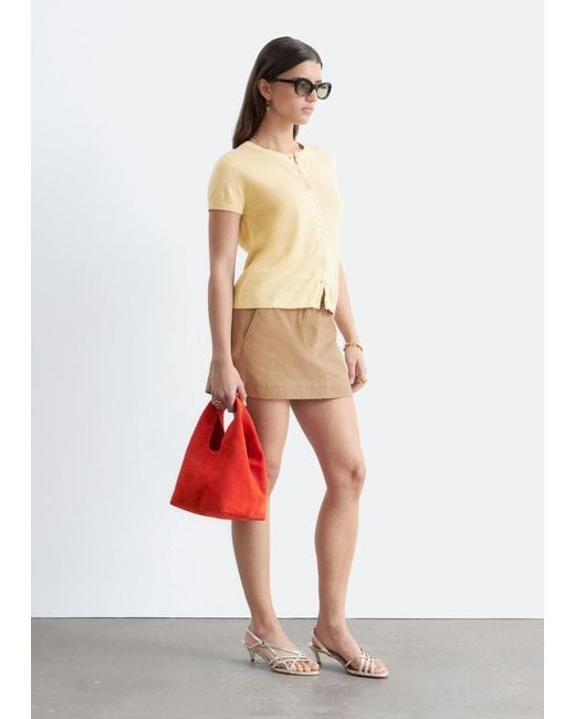 & Other Stories Natural Knitted Button-Front T-Shirt