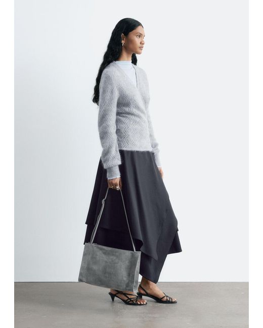 & Other Stories Gray Mohair-Blend Pointelle Cardigan