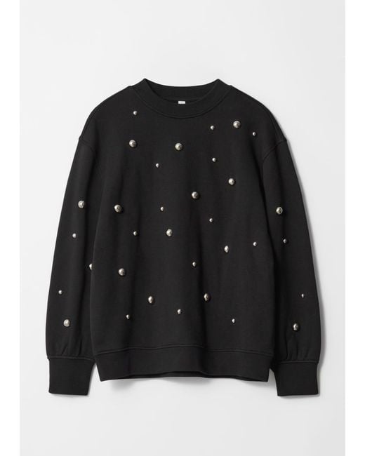 & Other Stories Black Studded Cotton Sweatshirt