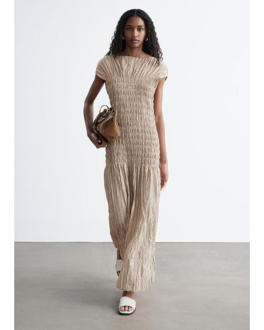 & Other Stories Natural Smocked Maxi Dress