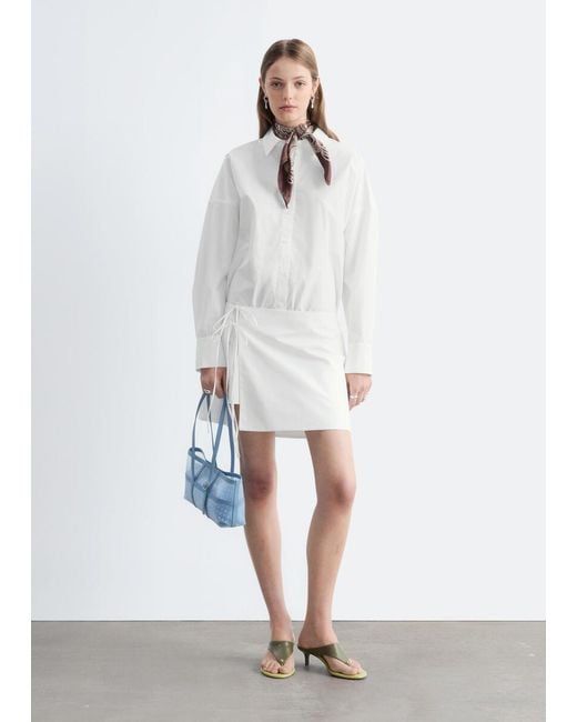 & Other Stories White Tie-Detail Mini Shirt Dress