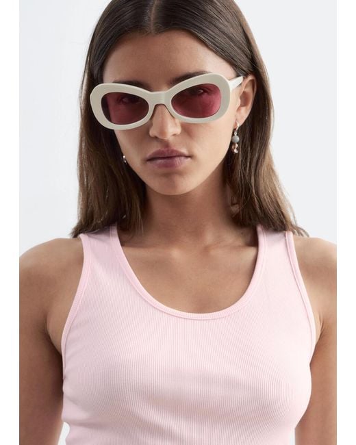 & Other Stories Pink Ribbed Cotton Tank Top