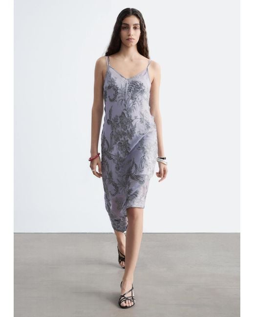 & Other Stories White Floral Strap Midi Dress