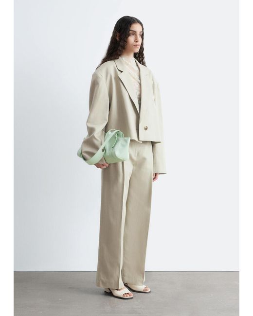 & Other Stories Natural Cropped Oversized Blazer