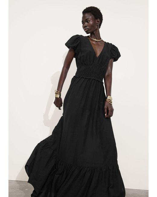 & Other Stories Black Tiered Maxi Dress