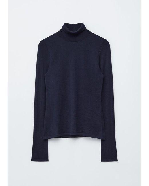 & Other Stories Blue Thin-Knit Wool Turtleneck