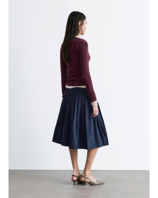 & Other Stories Blue Long-Sleeve Cotton Top