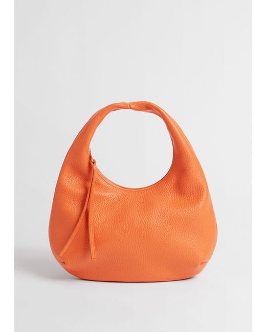 & Other Stories Orange Leather Hand Bag