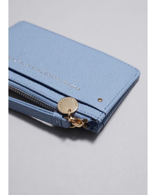 & Other Stories Blue Leather Card Wallet