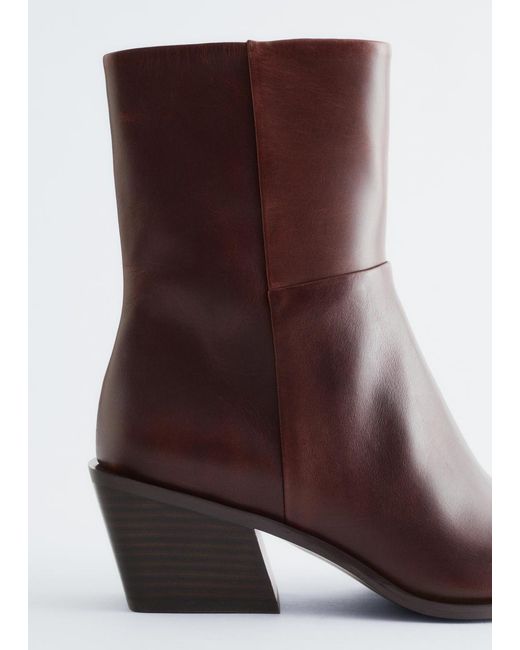 & Other Stories Black Sleek Leather Cowboy Boots