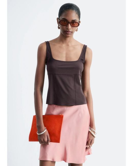 & Other Stories Red Square Neck Tank Top