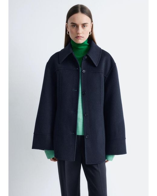 & Other Stories Blue Tapered Wool Jacket