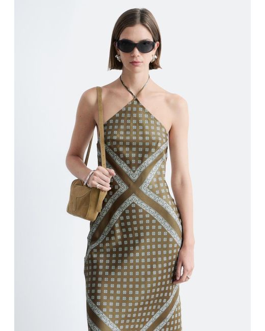 & Other Stories White Silk Halterneck Midi Dress