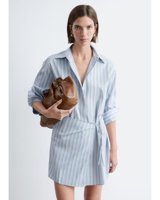 & Other Stories Blue Wrap Shirt Mini Dress