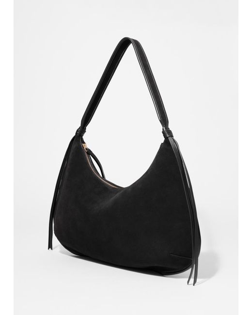& Other Stories Blue Fringed Suede Shoulder Bag