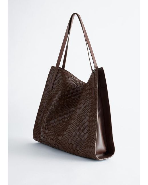 & Other Stories Brown Open Braided Leather Tote