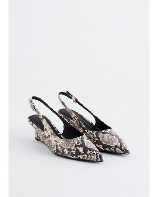 & Other Stories White Leather Wedge Slingback Pumps
