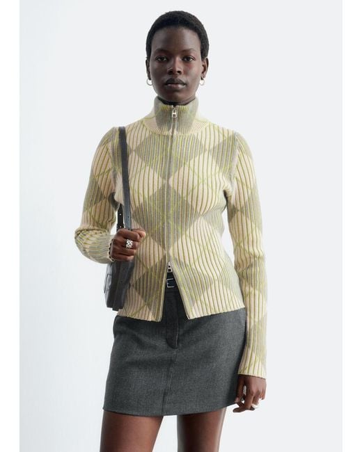 & Other Stories Natural Wool-Cotton Zip Cardigan